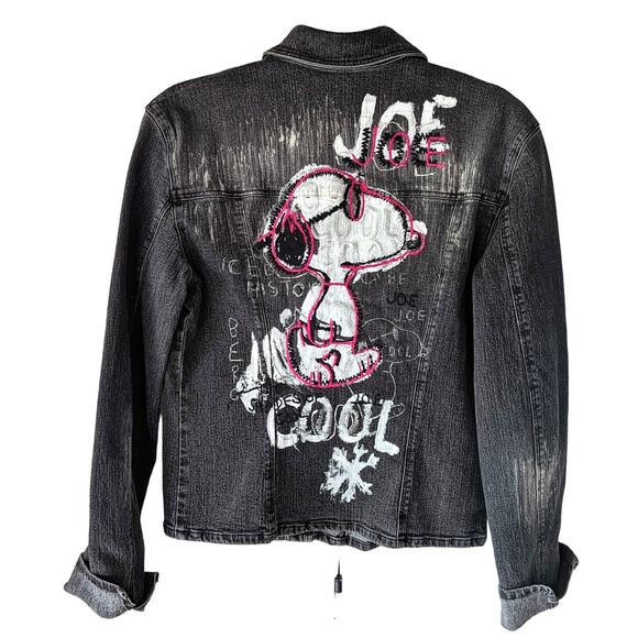 Iceberg History × Peanuts Denim Jean Jacket S/M Snoopy 90s Street Grunge Italy - Picture 9 of 16